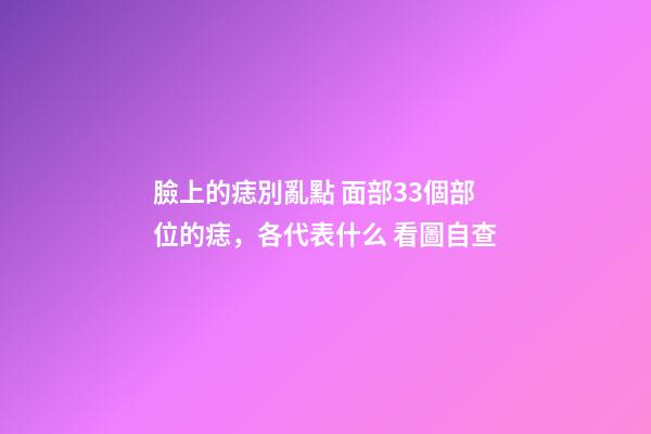 臉上的痣別亂點 面部33個部位的痣，各代表什么 看圖自查